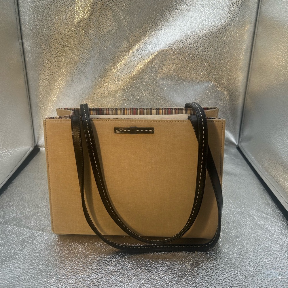 kate spade Tan Canvas Tote with Dark Brown Straps